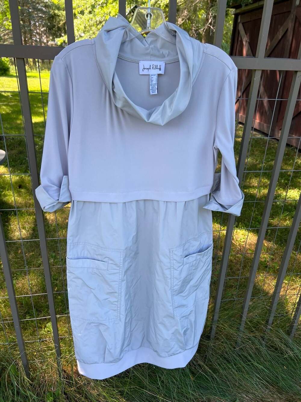 Joseph Ribkoff Cocoon Dress in Rare Light Gray designer chic minimalist